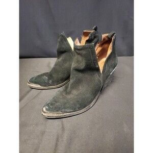 Jeffrey Campbell Cromwell Ankle Bootie Black Suede Western Style Boot Shoes Sz 9